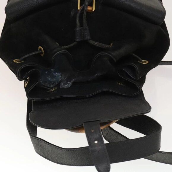 GUCCI Bamboo Backpack Suede Leather Black Gold main image 4